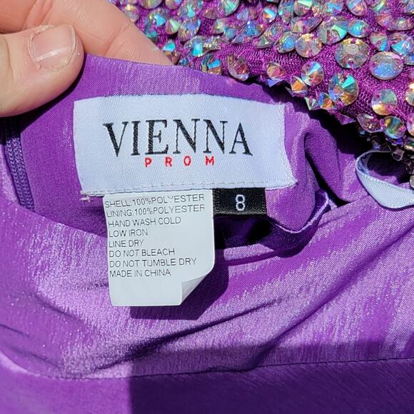 NWOT Vienna Prom Purple Rhinestone Bodice & Taffeta A-Line Skirt 2 PC Gown - Picture 10 of 11